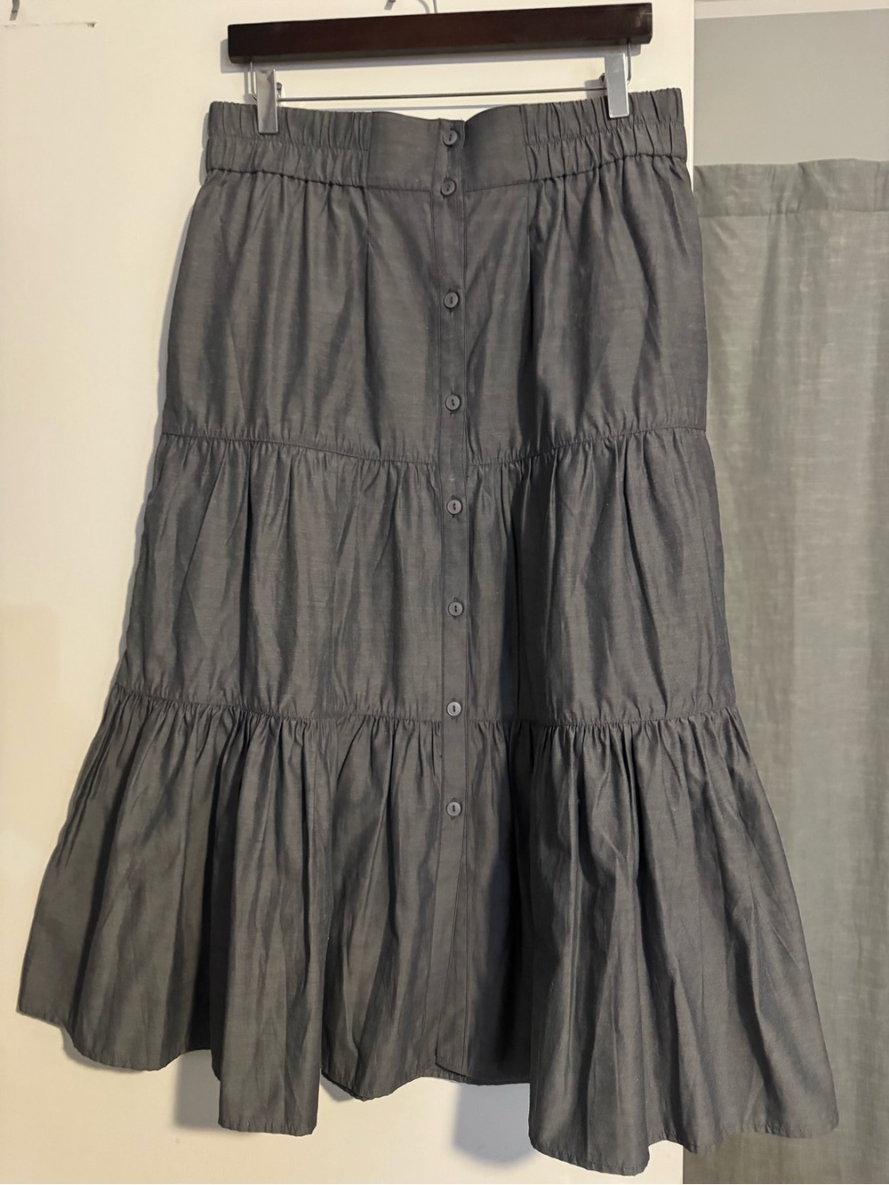 Brochu Walker tiered  Button-Front Gray Women's Skirt